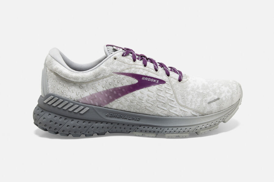 Brooks Running Shoes Womens White/Purple - Adrenaline GTS 21 Road - 2367-MBCFU